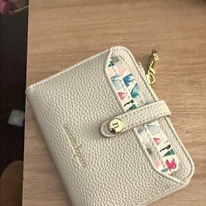 Nanette Lepore Cream Card Holder with Floral Accent